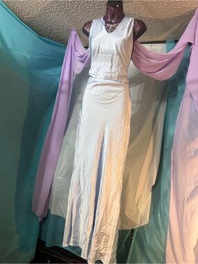Classic light blue backless Maxi dress Women
